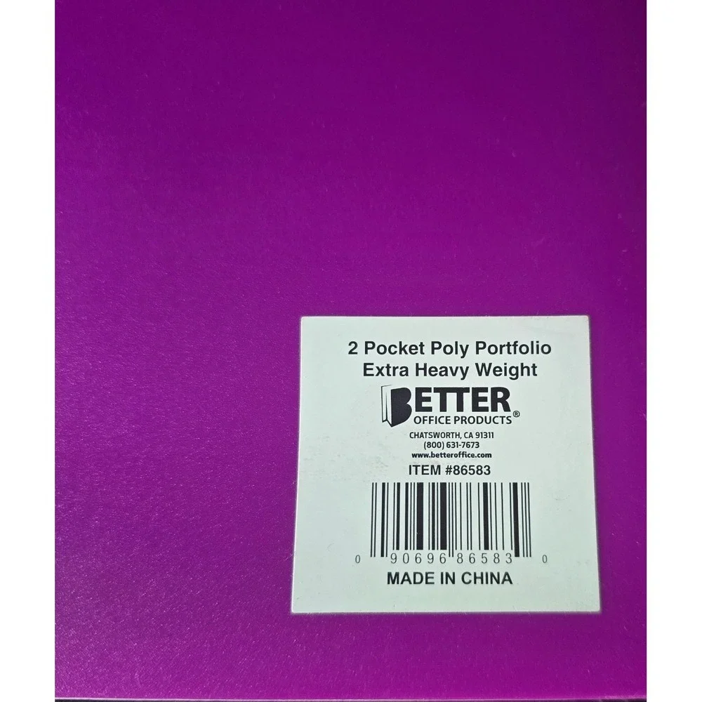 Better Office Products‎ 2 Pocket Poly Portfolio Purple Extra Heavy Weight 10 LOT